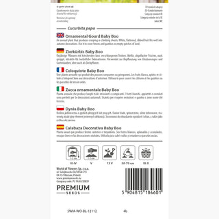 Zierkürbis Baby Boo - Cremige, miniaturartige Früchte, kletternd oder kriechend, dekorativ und essbar