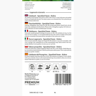 Flaschenkürbis - Speckled Swan - Kobra - Rankende Pflanze Mit Einzigartiger Schwanenform - Lagenaria siceraria