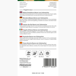 Monatserdbeere - Baron von Solemacher - Ertragreich, schmackhafte Früchte, ideal für den Hobbyanbau - Fragaria vesca