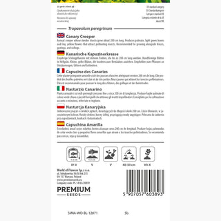 Kanarische Kapuzinerkresse - Intensiv Duftende Hellgelbe Blüten - Tropaeolum peregrinum