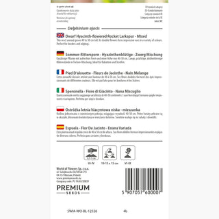 Sommer-Rittersporn - Hyazinthenblütige - Zwerg Mischung - Kompakte, Bunte, Mehrjährige Zierpflanze - Delphinium ajacis