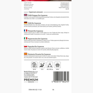 Chili - De Cayenne - Besonders aromatisch und scharf, für Freiland- und Unterglas-Anbau