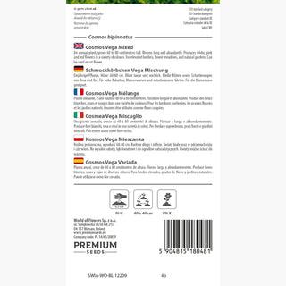 Schmuckkörbchen Vega Mischung - Üppige Blüte, dürreresistent, reichliche Blüte - Cosmos bipinnatus