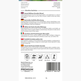 Bartnelke Gefüllte Mischung - Mehrfarbige, volle Blumen, ausgezeichnet für Beete und Schnittblumen - Dianthus barbatus