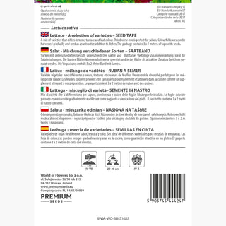 Salat - Mischung verschiedener Sorten - Saatband - Vielfältige Farben Und Aromen, Rasches Wachstum