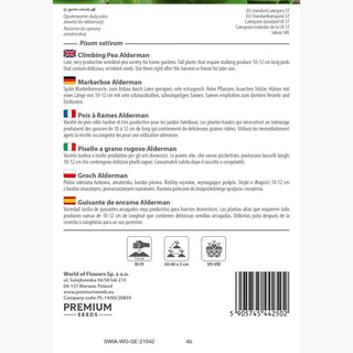 Markerbse Alderman - Leckere, große Samen, ideal zum Trocknen - Pisum sativum