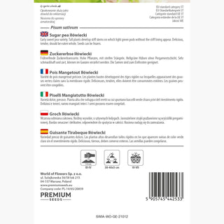 Zuckererbse Iłówiecki - Extrem ertragreiche Sorte, ideal zum Einfrieren - Pisum sativum