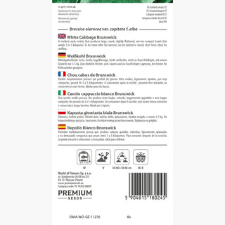 Weißkohl Brunswijker - Saftig und knackig, Meisterin der kulinarischen Variationen - Brassica oleracea var. capitata f. alba