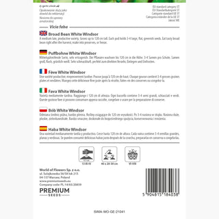 Puffbohne White Windsor - Reichliche und schmackhafte Ernte, einfache Kultivierung