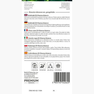 Kohlrabi Di Vienna Bianco - Zarter Geschmack, Ernte nach 40-45 Tagen