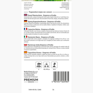 Zwerg Kapuzinerkresse - Empress of India - Üppig Und Lang Blühend - Tropaeolum majus var. nanum