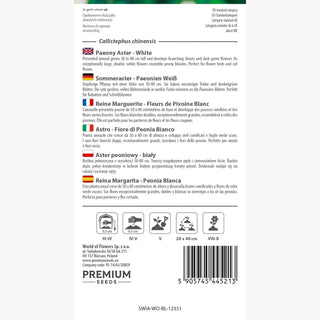 Sommeraster Paeonien Weiß - Charme und Anmut in schneeweißer Erscheinung - Callistephus chinensis