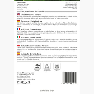 Zuckermais GOLDEN ZWERG - Einfache Kultivierung, auch für Anfänger! - Zea mays convar. saccharata