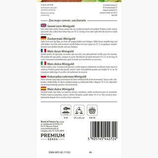 Zuckermais Minigold - Außergewöhnliche Süße der Körner, ideal für die Verarbeitung - Zea mays convar. saccharata