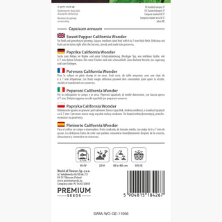 Paprika - California Wonder - Rot, süß, einfach zu kultivieren, ideal für Salate und Füllungen