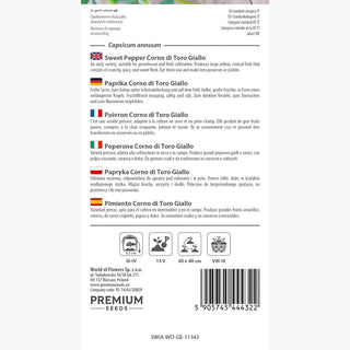 Paprika Corno di Toro Giallo - Früh, ertragreich, mit intensiv gelben Früchten