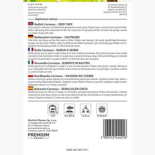 Radieschen Carmesa - Saatband - Frühreifend, Zart, Besonders Robust