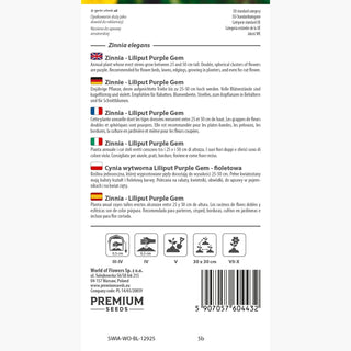 Zinnie - Liliput Purple Gem - Dichte Gefüllte Blüten In Violett - Zinnia elegans