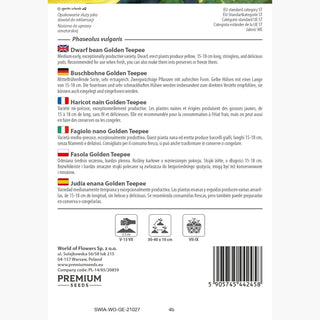Buschbohne Golden Teepee - Unglaublich lecker, fleischige, faserfreie Hülsen