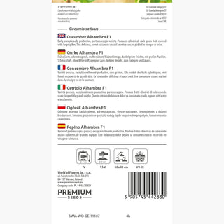 Gurke Alhambra F1 - Früh, krankheitsresistent, ohne Bitterkeit