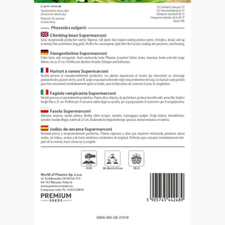 Stangenbohne Supermarconi - Intensiv grüne, leckere Hülsen, ideal zum Einfrieren