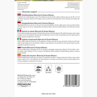 Stangenbohne - Marconi A Grano Bianco - Mammuttyp, Große Fleischige Hülsen