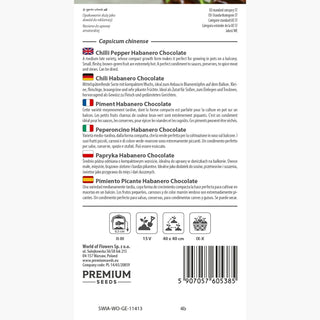 Chili - Habanero Chocolate - Sehr Scharf, Rauchiges Aroma, Fruchtiger Geschmack