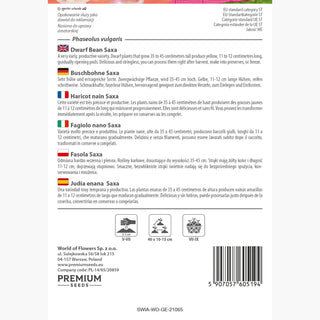 Buschbohne - Saxa - Frühe Ernte, Schnell Reifend