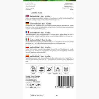 Melone Hale's Best Jumbo - Hervorragender Geschmack und Duft, einfach anzubauen - Cucumis melo