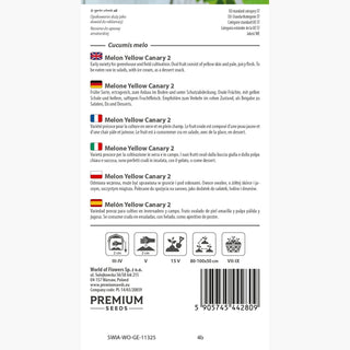 Melone Yellow Canary 2 - Außergewöhnliche Süße, hervorragend für Salate und Cocktails - Cucumis melo