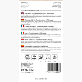 Moschus-Kürbis Tromboncino D'Albenga - Lange Früchte, die bis zu 1 Meter wachsen - Cucurbita moschata