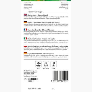Große Kapuzinerkresse -Gleam Mischung - Hervorragende Essbare Blüten Und Blätter - Tropaeolum majus