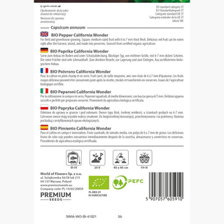 BIO Paprika - California Wonder - Süße Grillpaprika, Ideal Für Salate