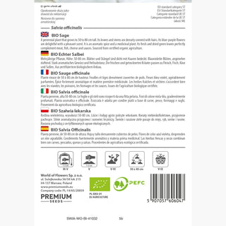 BIO Echter Salbei - Intensives Aroma, Mehrjährig, Robust - Salvia officinalis